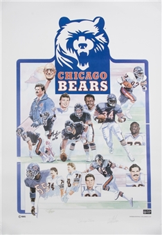 1985 Mike Singletary Signed Chicago Bears Litho (LE 50/999) (Singletary LOA)